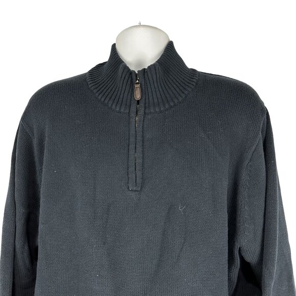 LL Bean Men's Mock Neck 1./4 Zip Pullover Knit Sweater Size XL Blue 100% Cotton - Picture 3 of 7